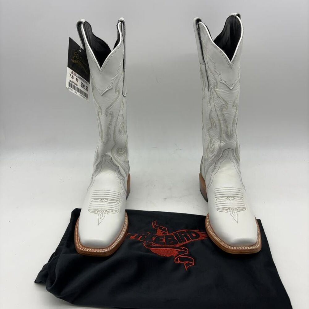 J.B. Dillon Reserve White Leather Western Boots